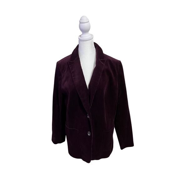 Talbots Jackets & Blazers - Talbots Womens Purple Corduroy Blazer Jacket Size 12 Deep Plum Cotton Stretch